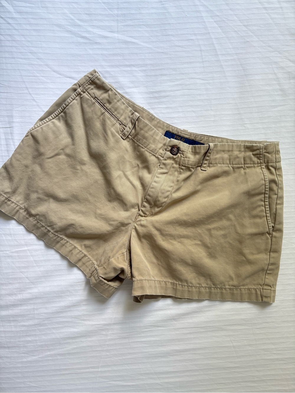 Polo by Ralph Lauren Khaki Cotton Mini Chino Shorts - Tan